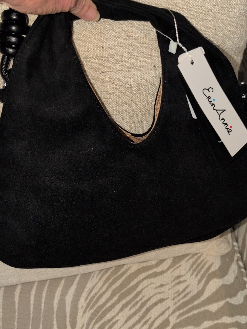 ErinAnnie Black Vegan Suede Shoulder Bag  - NWT